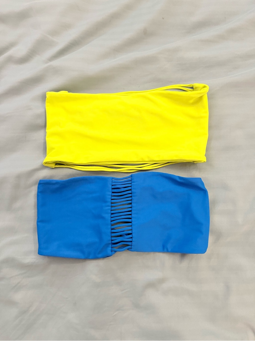Mikoh Yellow and Blue Bandeau Swim Tops